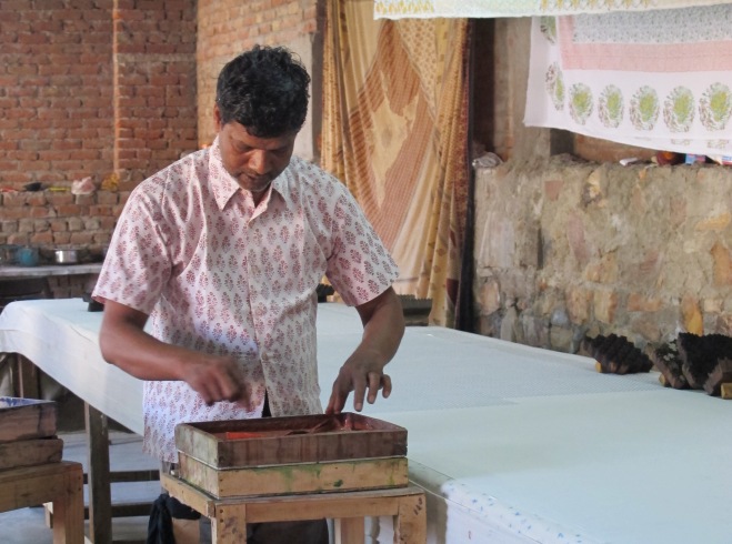 Block-printing is a small-batch production process at Mehera Shaw in Jaipur, India