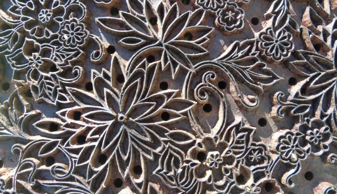 Hand-carved blocks create intricate fabric prints at Mehera Shaw in Jaipur, India